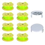 10Pack 11ft 0.080" Replacement Trimmer Spool Set, String Trimmer Replacement Spool for Ryobi One Plus AC80RL3 18v 24v and 40v, Autofeed Cordless Trimmer Line (8 Spool) and 2 Caps