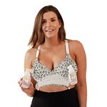 BRAVADO! DESIGNS 2-in-1 Pumping & Nursing Bra Hands Free for Maternity & Breastfeeding, Snow Leopard, Small Plus