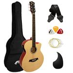 TIGER ACG4-NT Full Size Electro Acoustic Guitar for Beginners - with Built-in 3-Band EQ -Package includes Gig-bag, Strap, and Spare Strings - Natural - Now with Six Months FREE lessons