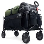 TIMBER RIDGE Festival Trolley on Wheels, 200L Folding Camping Wagon with Adjustable Handle & Cup Holder, Collapsible Beach Cart Foldable for Outdoor Garden Picnic Shopping 100KG Capacity, Black