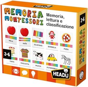 Headu Memoria Montessori Memoria Lettura e Classificazione It57281 Gioco Educativo per Bambini 3-6 Anni Made in Italy