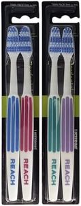 REACH Essential Care Interdental Duro Spazzolino, Confezione Doppia x 2, Testa piena Hard Setole Spazzolini manuali, Varietà di colori Multipack, Quotidiano Orale Smalto Cure odontoiatriche