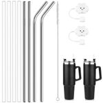 Reusable Straw Replacement Straws for Cups 40oz, 8 Pack Plastic/Metal Cup Straw with Straw Cleaning Brush and Straw Cover, Compatible with Stanley Cup Accessories Hydro Flask Water Bottle