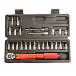 HIOD 2-24 Nm Torque Wrench Set 1/4 Inch Drive Bicycle Repair Kit Includes Socket, Extension Rod, 3/8 Inch Drive Adapter, Wrench, Storage Box