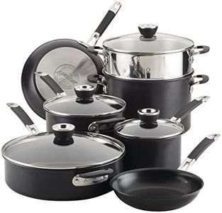 Anolon Smart Stack Hard Anodized Nonstick Cookware, 11 Piece Set, Black