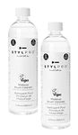 STYLPRO Makeup Brush Cleanser (2x 500ml bottles), Makeup Brush Cleaning Liquid to use with our Award Winning Makeup Brush Cleaner and Dryer Machine, Cleans Oily Makeup From Makeup Brushes