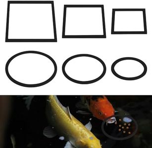 PEUTIER 6pcs Fish Feeding Rings, Aquarium Floating Plant Rings, Round & Square Fish Feeder Rings Floating Plant Corral Fish Tank Plant Ring for Bettas, Goldfish, Turtle Aquarium Accessories (Black)