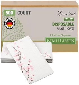 SimuLinen Cherry Blossom Disposable Guest Towels - Cloth-Like, Single-Use, Linen Feel Paper Towels, 12x17", 500ct (Made in Germany)