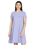 Amazon Brand - Symbol women's Cotton Blend A-Line Knee-Length Casual Dress (SYM-AW22WDR-703_Violet