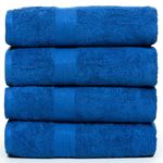 Ample Decor Bath Towel Set of 4 30 X 54 Inch 600GSM 100% Cotton Quick Dry Bathroom Towel - 4pcs Navy