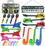 NOVETUTOTA Inflatable Instruments Set 23Pcs, Inflatable Guitar for Kids, Fun Musical Instruments Accessories Inflatable Props for Birthday Party Favors Decoration Photo Booth, with Air Pump