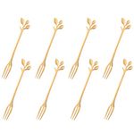 Gold Stainless Steel Dessert Fruit Forks Set of 8, Tableware Flatware Party Supplies, 4.7 inch Specialty Demitasse Stirring Spoons Mini Salad Appetizing Cake Fork