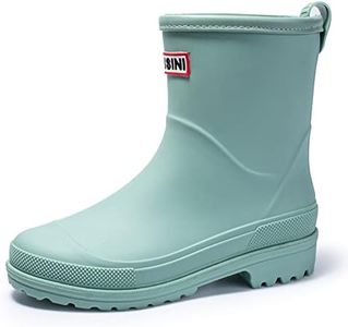 Nutropa Mid Calf Rain Boots for Women,Waterproof Garden Shoes Anti-Slip Rainboots,Outdoor Work Rain Shoes,200 Green 7.5 Women