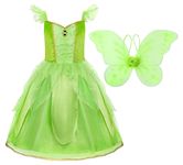 ReliBeauty Girls Green Fancy Costume Princess Halloween Tulle Dress with Butterfly Wings, 5/120