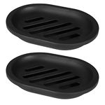 Topsky 2-Pack Soap Dish with Drain, Soap Holder, Soap Saver, Easy Cleaning, Dry, Stop Mushy Soap (Black)