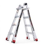 Lift Ladders 18 Foot Reach 5 in 1 Multi Position Aluminum Step Ladder, Silver