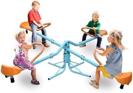 Amictoy 360 Degree Rotation Outdoor Kids Spinning Seesaw Sit and Spin Teeter Totter Outdoor Playground Equipment Swivel Teeter Totter for Backyard (4 Seats)
