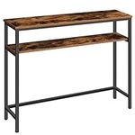 HOOBRO Console Table, Hallway Table with Adjustable Shelf, Slim Sofa Table, 2-Tier Side Table with Storage Shelf, for Living Room, Office, Industrial, Sturdy, Rustic Brown EBF24XG01