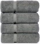Chakir Turkish Linens Turkish Cotton Luxury Hotel & Spa, Bath Towel-Set of 4, Grey, Gray