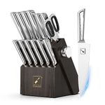 Knife Set, imarku 14 PCS Knife Sets for Kitchen with Block Japanese Stainless Steel Kitchen Knife Set with Built-in Sharpener, Sharp Knife Block Set with Non-Slip Ergonomic Handle, Dishwasher Safe