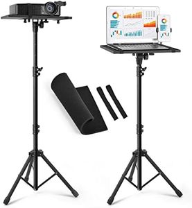 Projector Laptop Tripod Stand TV Tray Table Adjustable Height from 35.4” to 47.8” Tilt Top with Detachable Phone Holder Perfect for Home Office Studio and Movies