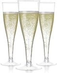 24 Plastic Champagne Flutes Disposable | Clear Plastic Champagne Glasses for Parties | Clear Plastic Cups | Plastic Toasting Glasses | Mimosa Glasses | New Years Eve Party Supplies 2023