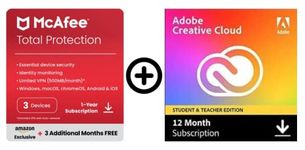 Adobe Creative Cloud All Apps Student + McAfee Total Protection 2023 | Amazon Exclusive | 3 Device | 12 Month + 3 | Activation Code by email