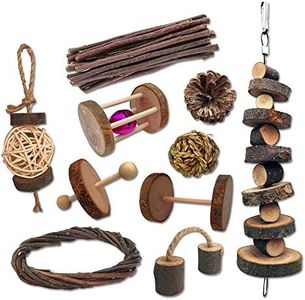 10 Pcs Naturel Petits Animaux de Compagnie Jouets ¨¤ Croquer,Jouets de Bois pour Petits Animaux pour Lapin, Hamster, Souris,Gerbille, Cochon d'Inde (Naturel)