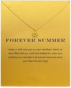 HUNO Dainty Lucky Elephant Horseshoe Clavicle Chain Key Angel Wing Hexagram Star Pendant Necklace Friendship BFF Jewelry-Sun