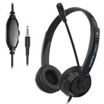 Computer Headset with Microphone,3.5mm Headset with Microphone Noise Cancelling & Audio Control for PC Laptop Tablet Wired Stereo PC Headphone for Home Office Call Center Business Chat Gaming Teaching