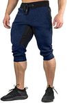 FASKUNOIE Joggers Pants Three Quarter Capri Pants Cotton Breathable 3/4 Long Shorts Jogging Running