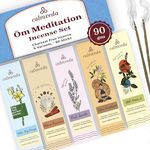 Ōm Meditation Incense Sticks - (5 Variants, 60 Insenses) Charcoal Free Inscents-Sticks | Nag Champa, 60s Patchouli Incense, Lavender Incense, Cinnamon & Sandalwood Incense, Perfect Care Gift