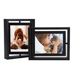 EXYGLO Black 7x5 Photo Frames, Double Picture Frames 5x7 for Horizontal or Vertical Tabletop Display - Perfect Presents for Families and Friends (2 Pack)