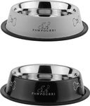 PAWPOURRI Combo of Anti-Skid Water and Food Feeding Bowls Pack of 2 Stainless Steel Pet Bowl Black & White, 23.66 fl oz Each