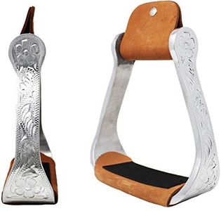 Challenger Tack Horse Saddle Engraved Aluminum Western Riding Barrel Stirrups Tan Leather 51156