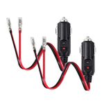 2 Pcs Car Cigarette Lighter Male Plug with Leads, 12V/24V Replacement Male Plug to Bullet Female Terminal Car Adapter Dc Battery Charger 12inch Lead Cable with LED Indicator, 15A Fuse Protection