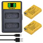 Uwayor EN-EL14 EN-EL14A Battery and USB Dual Charger for Nikon D3100, D3200, D3300, D3400, D3500, D5100, D5200, D5300, D5500, D5600, DF, Coolpix P7000, P7100, P7700, P7800