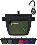 Gobeigo Dog Treat Pouch and Training Clicker, Upgrade Two Magnetic Closure to Prevent Spills, 2 Cup Treat Bag with Poop Bag Dispenser, Metal Clip Waist Belt Fanny Pack for Pet Walk (Black/Army Green)