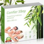 Emperor Bamboo Mattress Protector 200x200cm – Fitted Sheet 100% Bamboo Extra Deep – Silent Soft Cover – Waterproof Emperor Mattress Protector