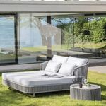 LOCCUS Outdoor/Pool Side/Garden/Balcony/Porch/Backyard/Terrace/Patio/Beach/Rectangular Sofa Wicker and Rope Unique Design Daybed with Table Furniture Set.