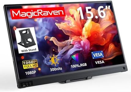 MagicRaven Portable Monitor with Stand, 15.6" 1080P Laptop Screen, Lightweight Dual USB C HDMI Second Computer Gaming Display, Travel Monitor for MacBook PS4/5 Xbox Switch PC Phone（No Speakers