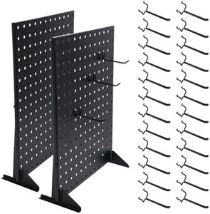 2Pcs Metal Pegboard Display Stand with 24 Peg Hooks for Craft Shows & Fairs,Black Jewelry Retail Display Rack for Selling Accessories,Display Stands for Earring,Pin Stands,Retail Vendors(16*12inch)