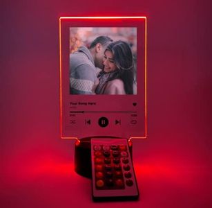 Custom Personalized Photo Song Framed Lyrics Music Scannable Phone Code Album Cover Picture 16 Colors LED Light Up Stand Anniversary Wedding Couple Girlfriend Boyfriend Gift For Her Him