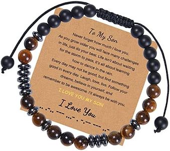 Son Christmas Birthday Gifts for Boys To My Son Bracelet for Men Morse Code Bracelets for Son Stepson Braided Beaded Bracelet for Son Gift from Mom Dad