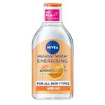 NIVEA Micellar Water Energising (400ml), Micellar Cleansing Water with Amino Acid Complex + Vitamin C, Vitamin B3 and Cranberry Extract, Effective Make-Up Remover