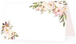 Hadley Designs 25 Pink Peony Floral Tent Table Place Card For Wedding Thanksgiving Christmas Catering Buffet Food Sign Paper Name Escort Card Folded Number Seat Assignment Setting Label Banquet Party