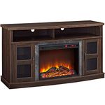 Ameriwood Home Barrow Creek Fireplace Console with Glass Doors for TVs up to 60", Espresso