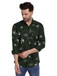 Majestic Man Printed Slim Fit Casual Shirt for Men (Medium, Green)