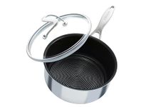 Circulon Clad Stainless Steel Saucepan with Glass Lid and Hybrid SteelShield and Nonstick Technology, 16cm, Silver