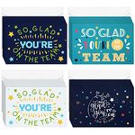 48 Pack Employee Appreciation Cards with 48 Envelopes So Glad You're on The Team Work Anniversary Cards Welcome Cards Employee Funny Thank You Cards for Recognition Gifts, 7.8 x 6 Inch (Star Style)